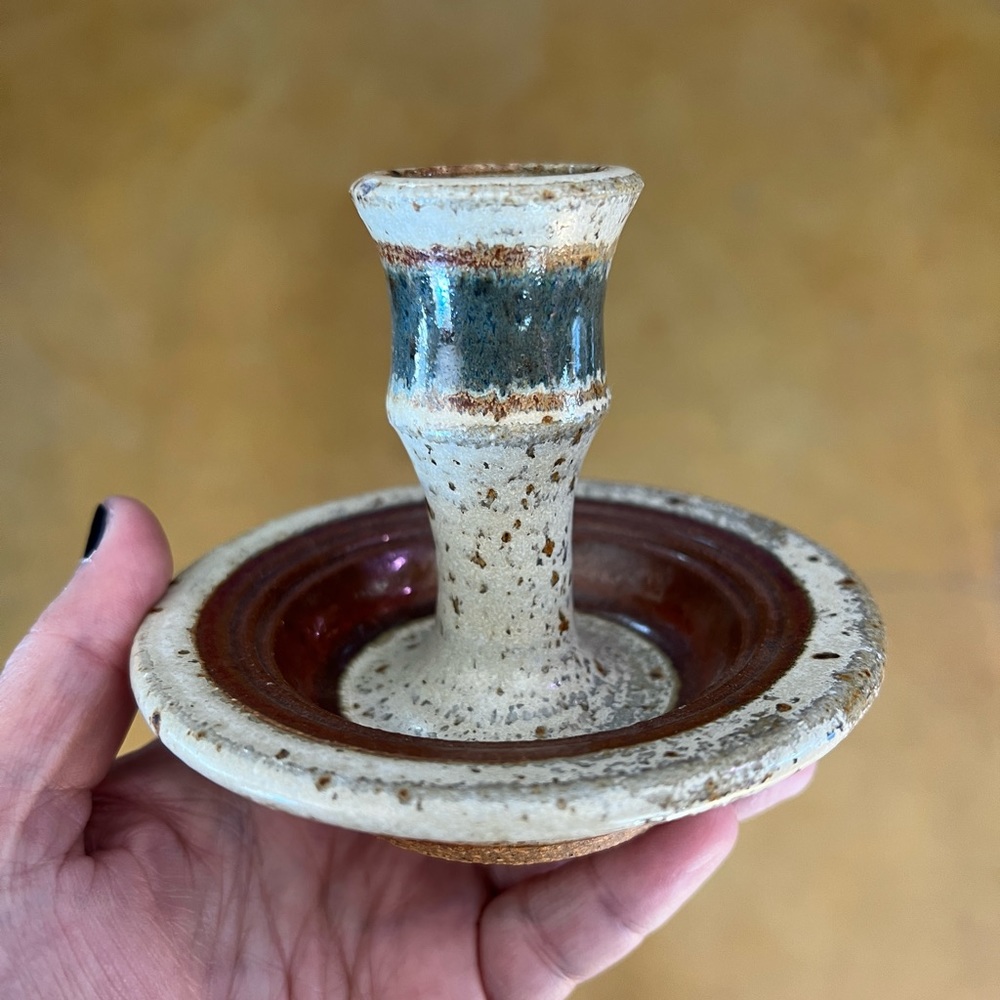 Studio Art Pottery Candlestick Holder Chuck DeWolfe of Fox Farm Pottery